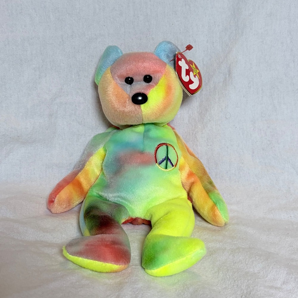 Ty Beanie Baby Peace Bear Tie Dye Vintage Plush‎ 1996 with Tags 08421040537